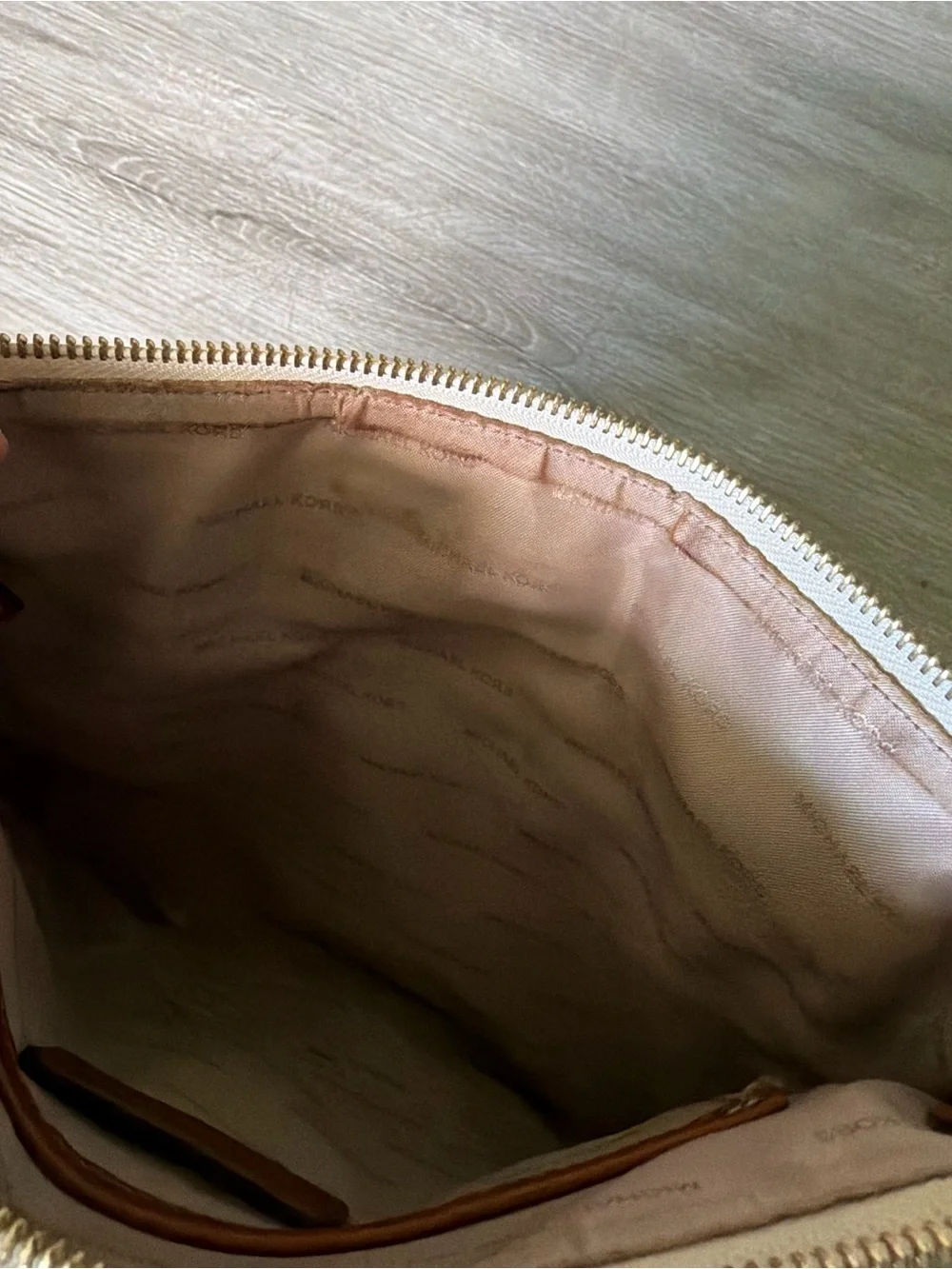 Michael Kors Cream and Brown MK Logo Crossbody Shoulder Bag
